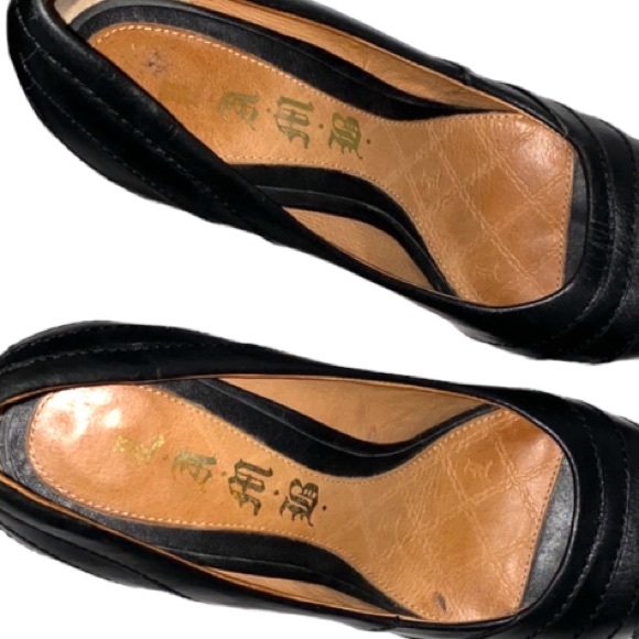 Authentic L.A.M.B. Black leather open toe heels Sz 6.5 - Picture 7 of 8